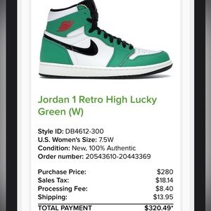 Jordan 1 Retro High Lucky Green Sneakers